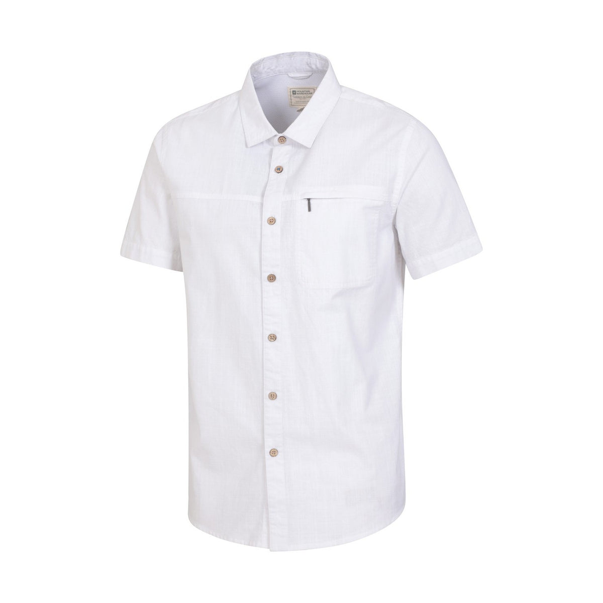 White - Side - Mountain Warehouse Mens Coconut Slub Short-Sleeved Shirt