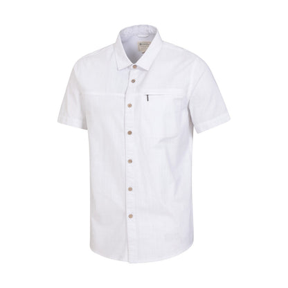 White - Side - Mountain Warehouse Mens Coconut Slub Short-Sleeved Shirt