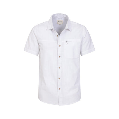 White - Pack Shot - Mountain Warehouse Mens Coconut Slub Short-Sleeved Shirt