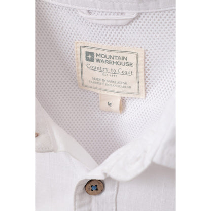 White - Close up - Mountain Warehouse Mens Coconut Slub Short-Sleeved Shirt