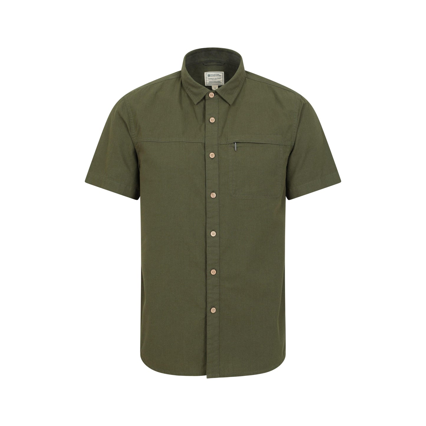 Khaki Green - Front - Mountain Warehouse Mens Coconut Slub Short-Sleeved Shirt
