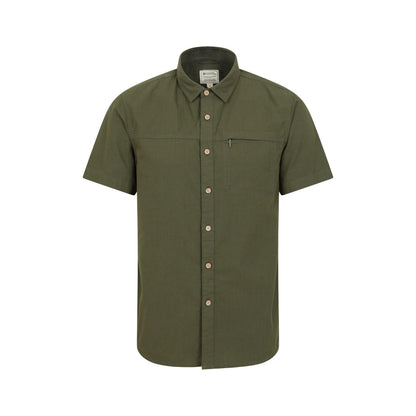 Khaki Green - Front - Mountain Warehouse Mens Coconut Slub Short-Sleeved Shirt