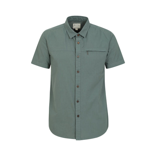 Green - Front - Mountain Warehouse Mens Coconut Slub Short-Sleeved Shirt