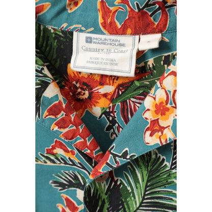 Blue - Close up - Mountain Warehouse Mens Leaf Print Beach Shirt