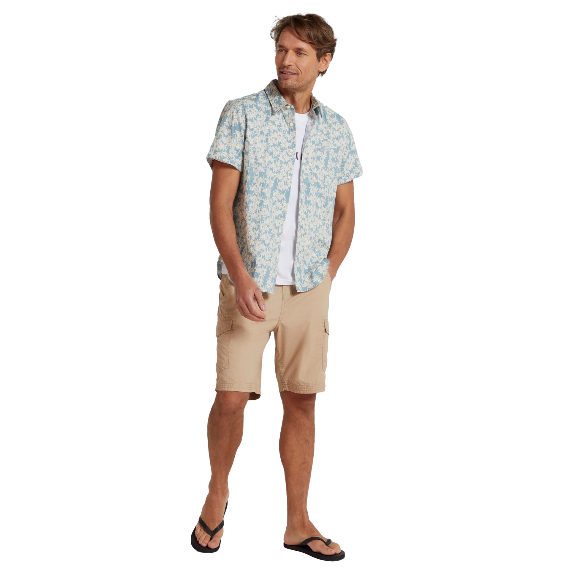 Green - Side - Animal Mens Jamie Palm Tree Organic Shirt