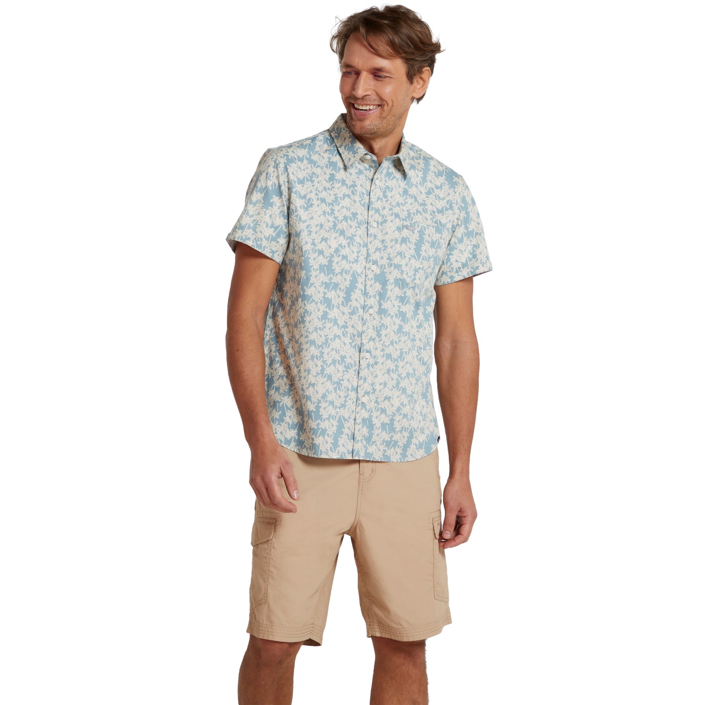 Green - Front - Animal Mens Jamie Palm Tree Organic Shirt