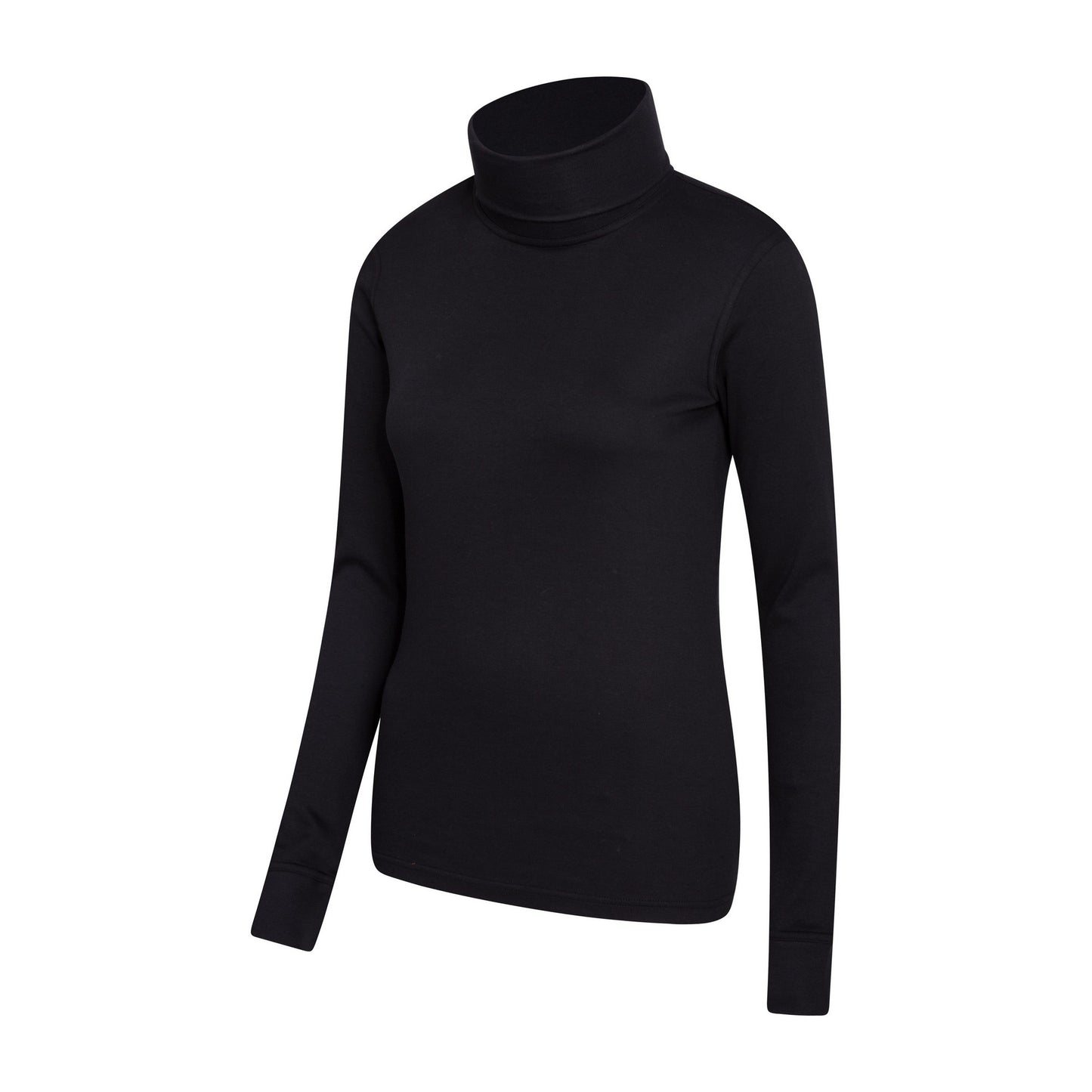 Black - Side - Mountain Warehouse Womens-Ladies Meribel Cotton Roll Neck Long-Sleeved Top