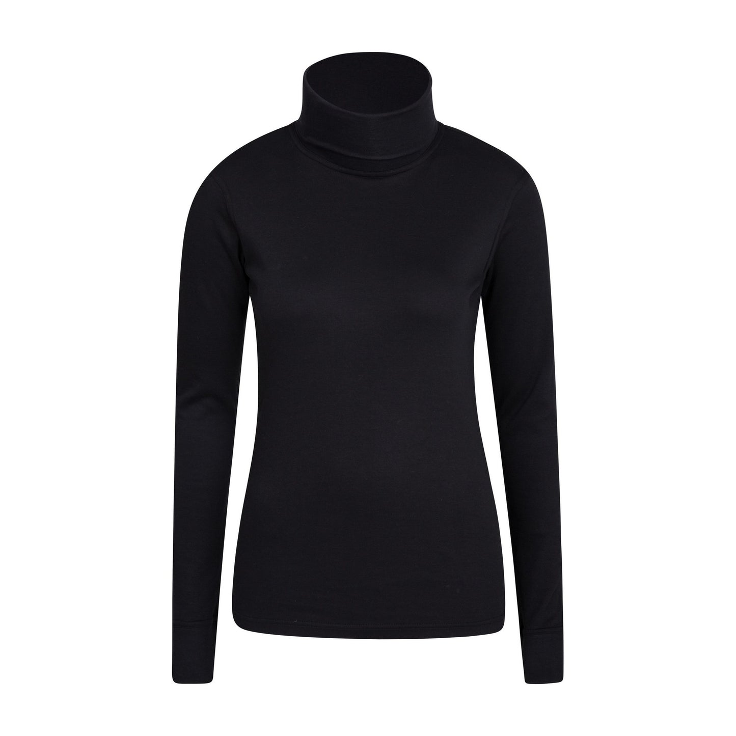 Black - Front - Mountain Warehouse Womens-Ladies Meribel Cotton Roll Neck Long-Sleeved Top