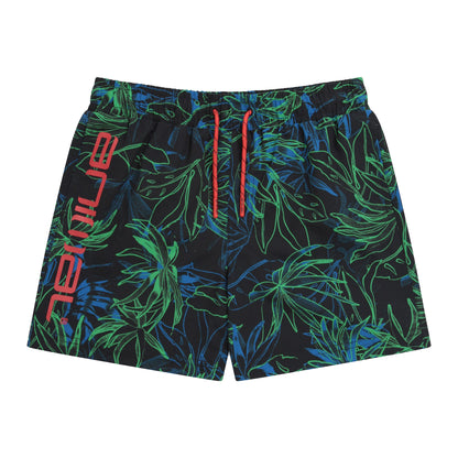 Navy - Front - Animal Childrens-Kids Jed Tropical Leaves Recycled Boardshorts