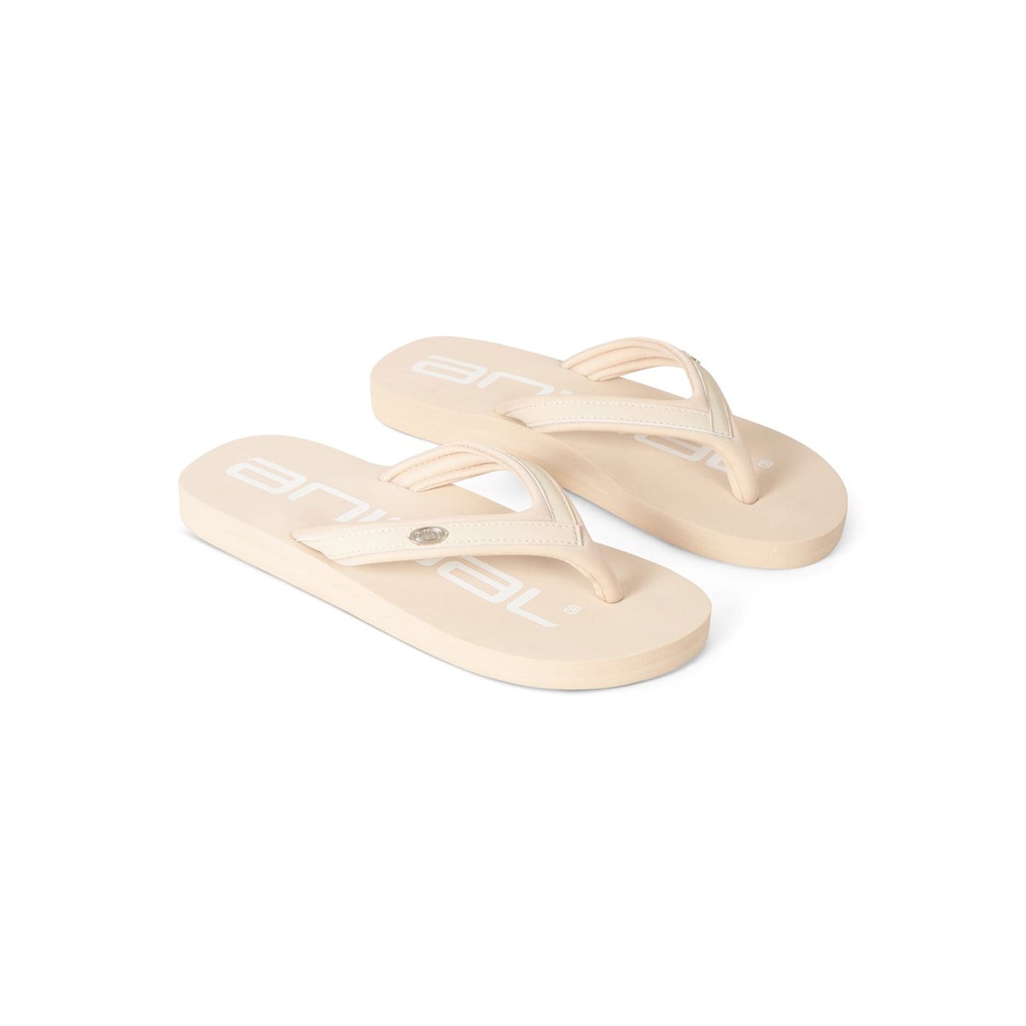 Beige-White - Front - Animal Womens-Ladies Logo Recycled Flip Flops
