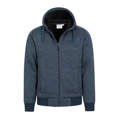 Dark Blue - Pack Shot - Mountain Warehouse Mens Nevis II Faux Fur Hoodie