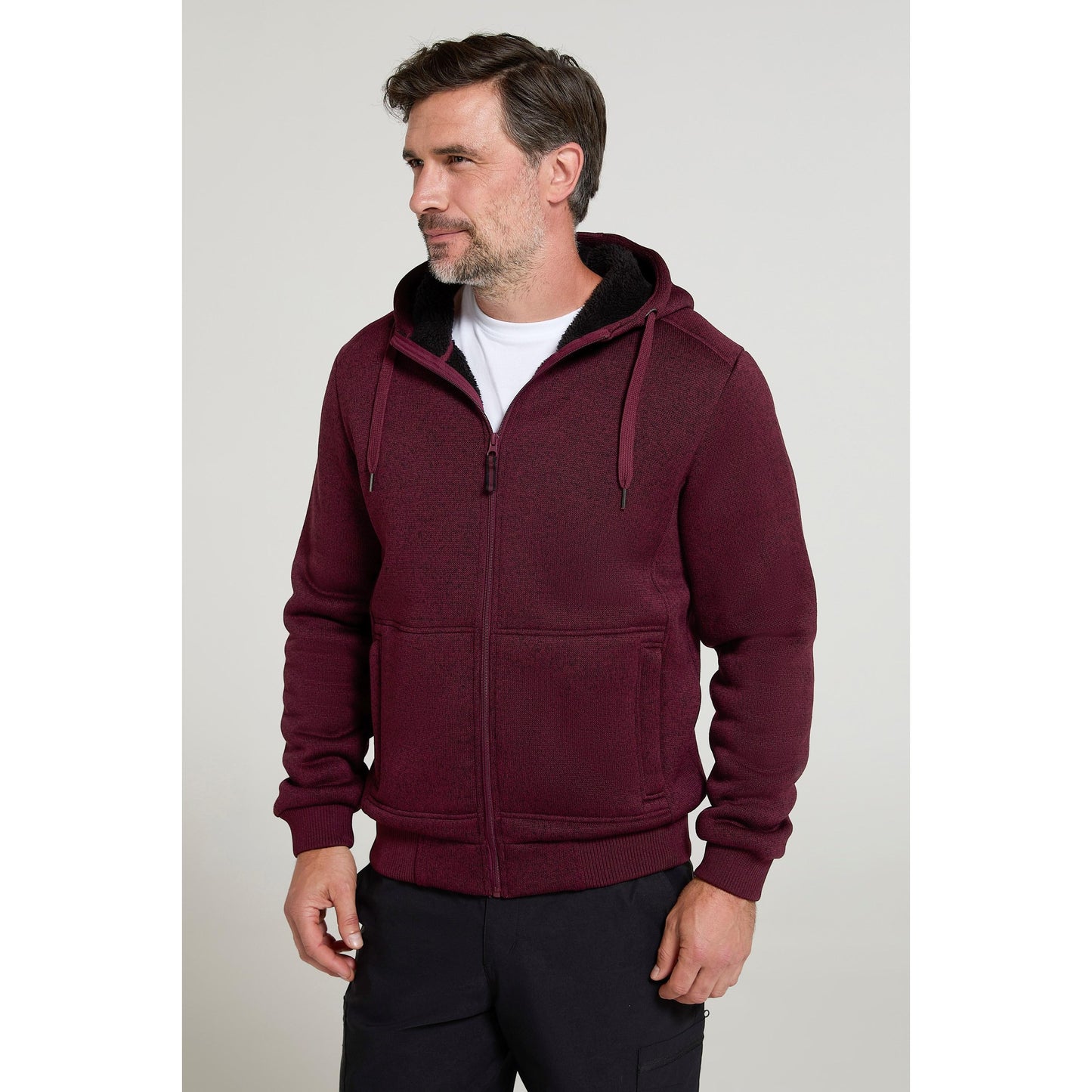 Burgundy - Front - Mountain Warehouse Mens Nevis II Faux Fur Hoodie