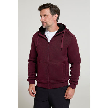 Burgundy - Front - Mountain Warehouse Mens Nevis II Faux Fur Hoodie