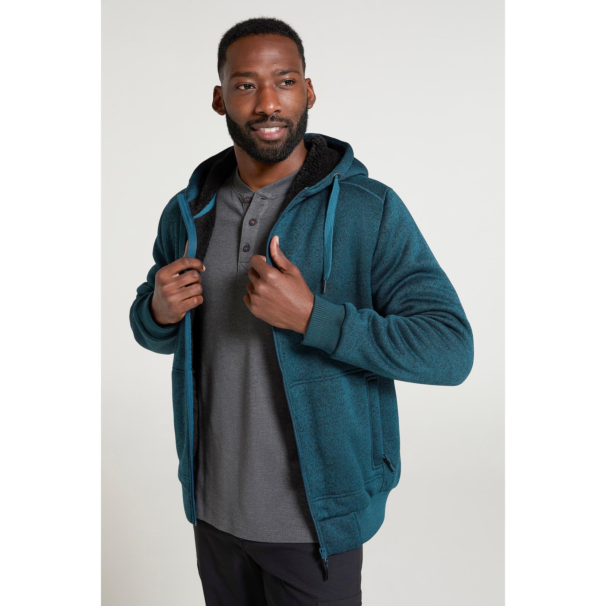 Indigo - Front - Mountain Warehouse Mens Nevis II Faux Fur Hoodie
