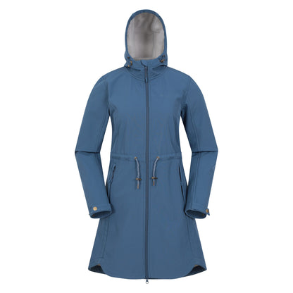 Blue - Front - Mountain Warehouse Womens-Ladies Bastet Softshell Longline Jacket