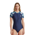 Dark Blue - Side - Animal Womens-Ladies Isla Recycled One Piece Swimsuit