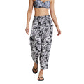 Monochrome - Side - Animal Womens-Ladies Tassia Leaf Print Recycled Cropped Trousers