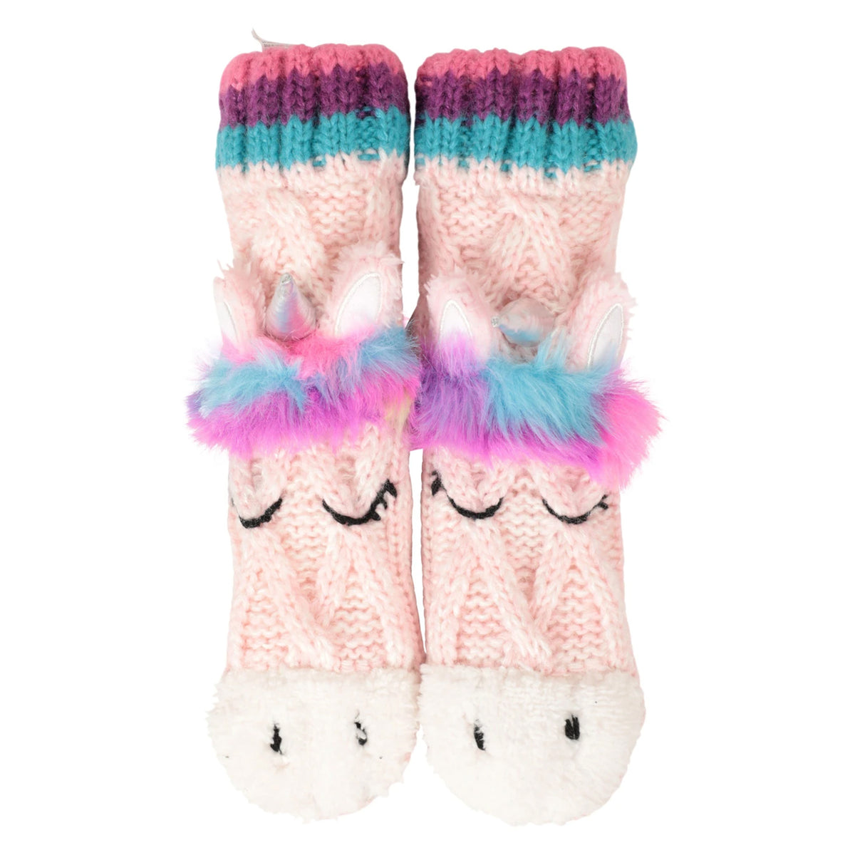 Pink-Blue - Side - Mountain Warehouse Childrens-Kids Unicorn Slip Resistant Socks