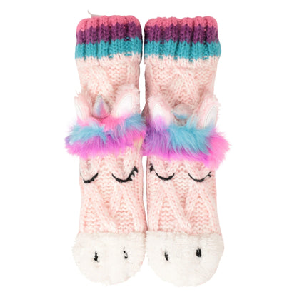 Pink-Blue - Side - Mountain Warehouse Childrens-Kids Unicorn Slip Resistant Socks