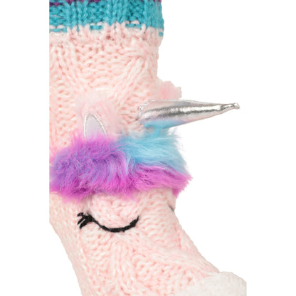 Pink-Blue - Lifestyle - Mountain Warehouse Childrens-Kids Unicorn Slip Resistant Socks