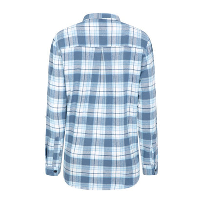 Blue - Back - Mountain Warehouse Womens-Ladies Balsam Brushed Flannel Longline Shirt