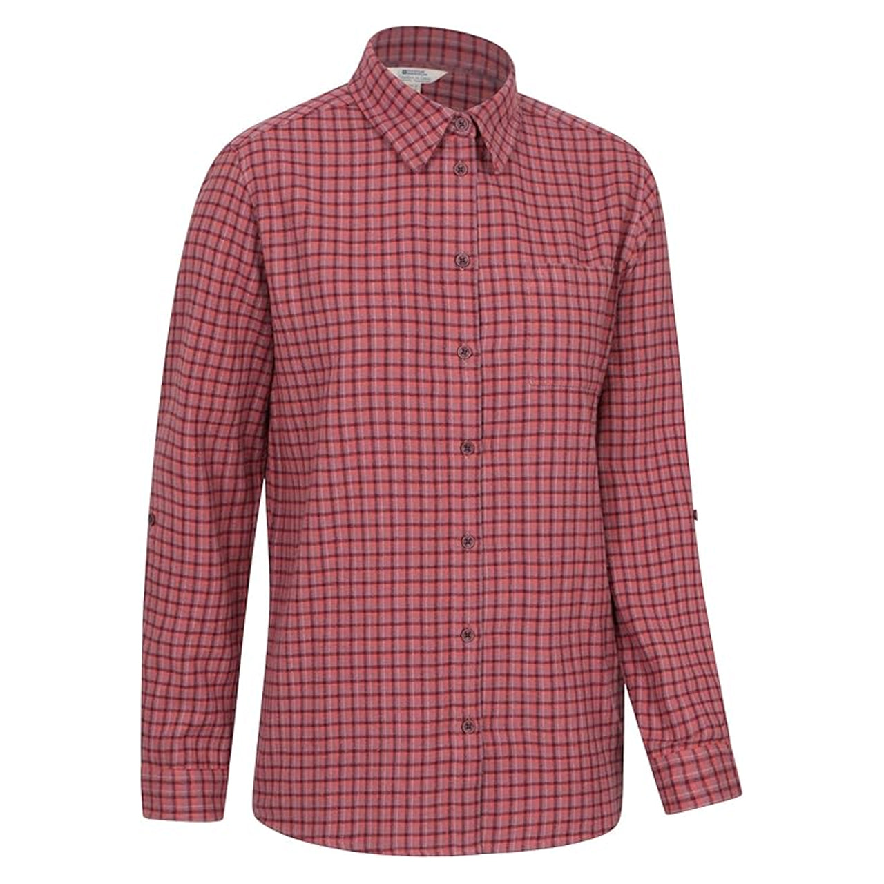 Rust - Side - Mountain Warehouse Womens-Ladies Balsam Brushed Flannel Longline Shirt
