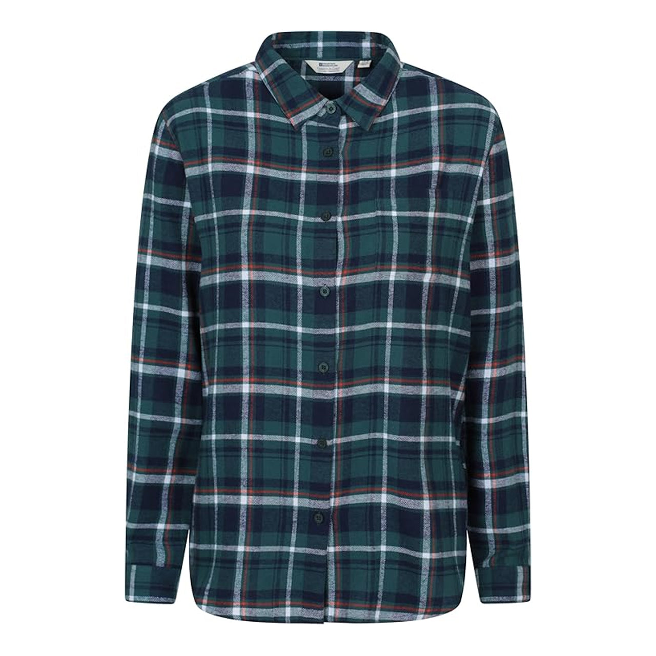 Teal - Front - Mountain Warehouse Womens-Ladies Balsam Brushed Flannel Longline Shirt
