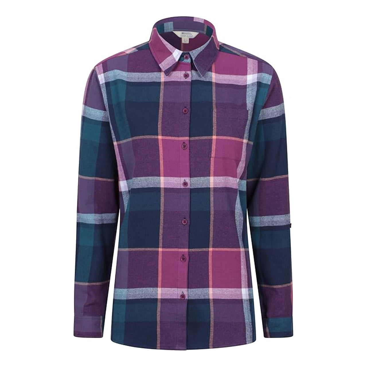 Purple - Front - Mountain Warehouse Womens-Ladies Balsam Brushed Flannel Longline Shirt