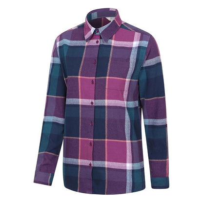 Purple - Lifestyle - Mountain Warehouse Womens-Ladies Balsam Brushed Flannel Longline Shirt