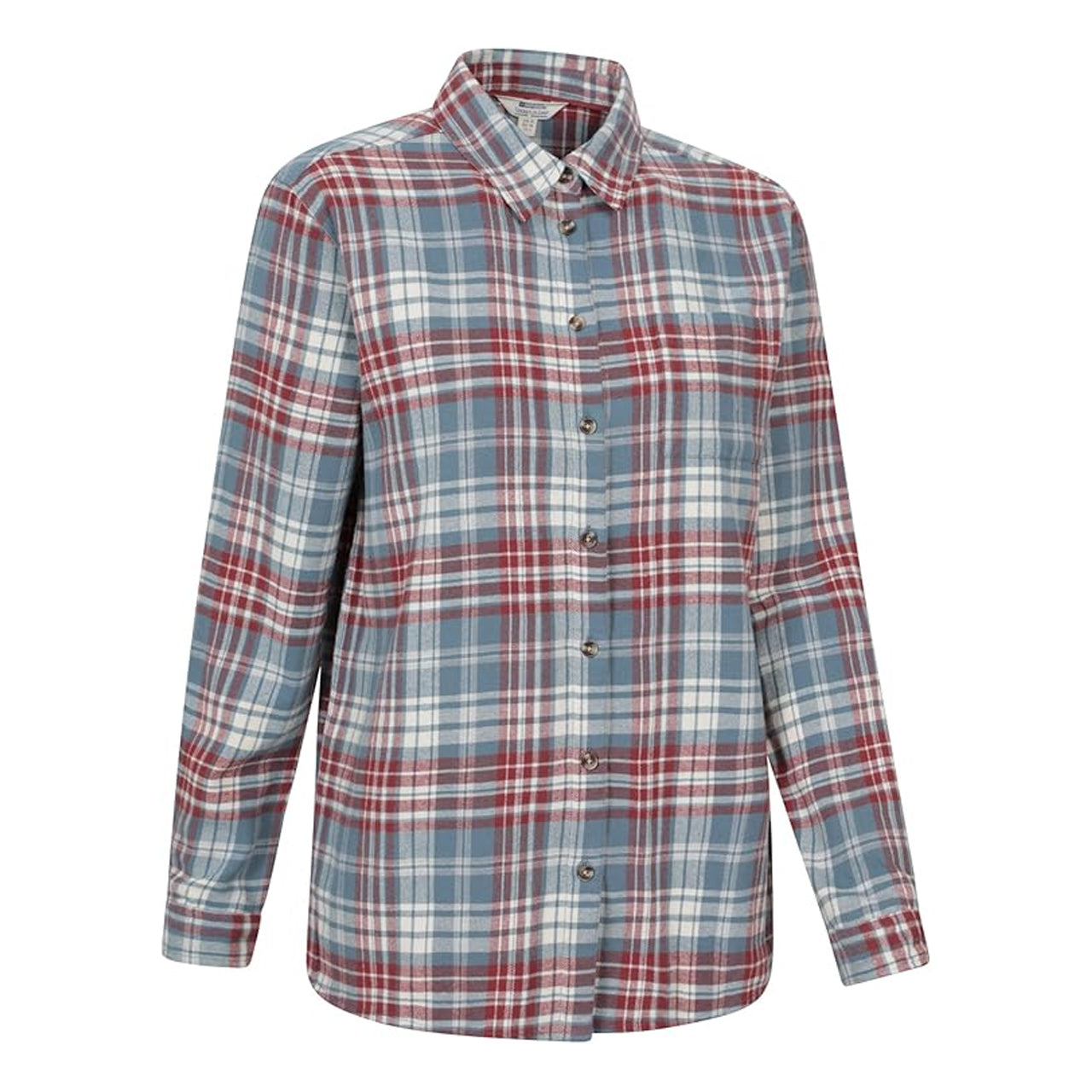 Pale Blue - Side - Mountain Warehouse Womens-Ladies Balsam Brushed Flannel Longline Shirt