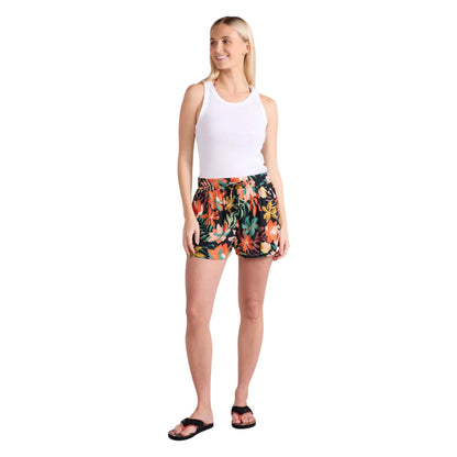 Black - Pack Shot - Animal Womens-Ladies Sand Dune Recycled Printed Shorts