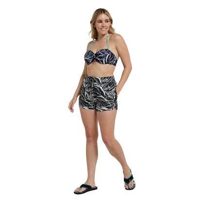 Jet Black - Side - Animal Womens-Ladies Sand Dune Recycled Printed Shorts