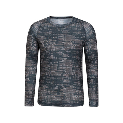 Black - Front - Mountain Warehouse Mens Talus Printed Long-Sleeved Thermal Top