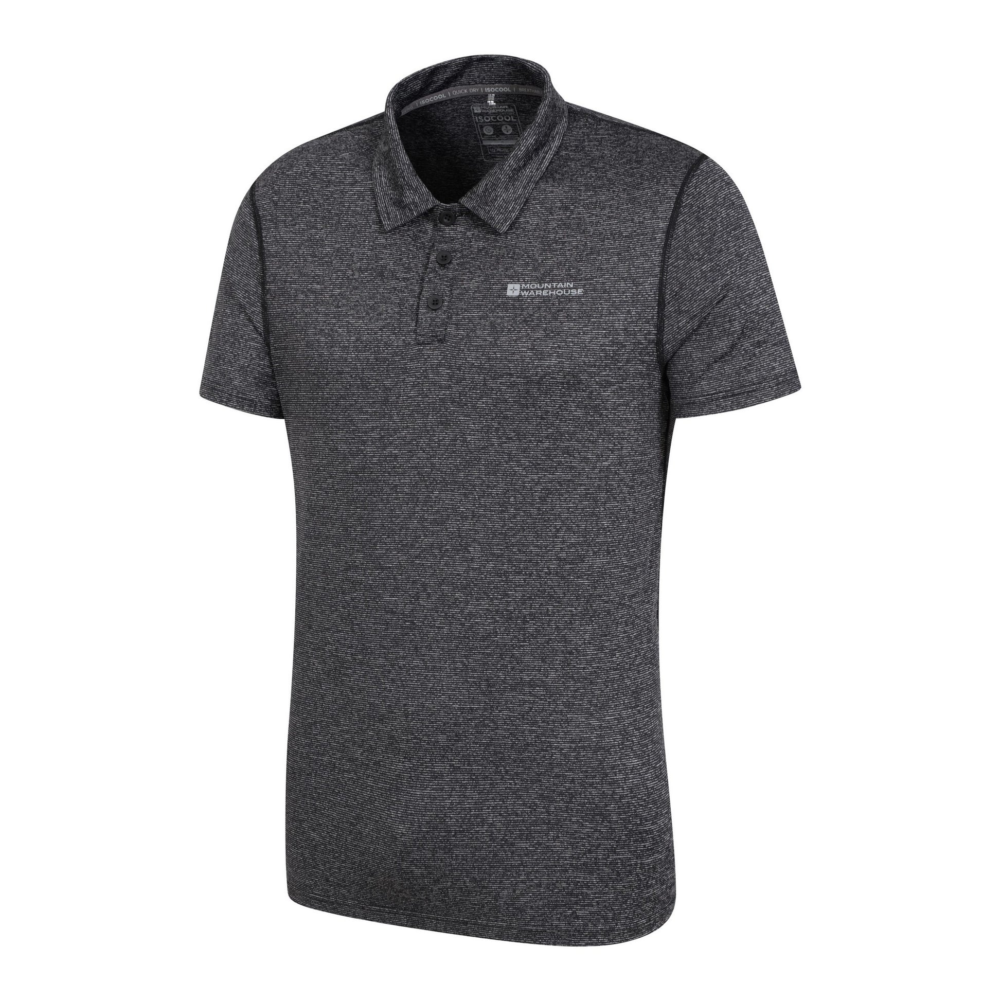 Black - Side - Mountain Warehouse Mens Agra Stripe Polo Shirt