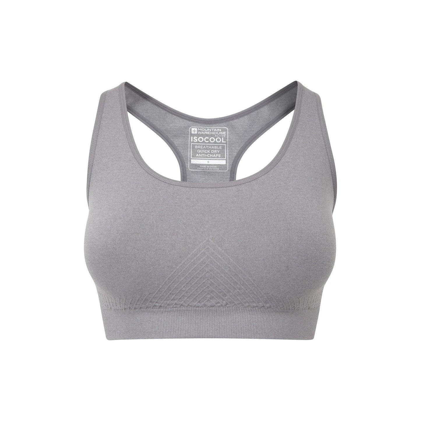 Grey - Front - Mountain Warehouse Womens-Ladies Anti-Chafe Seamless Sports Bra