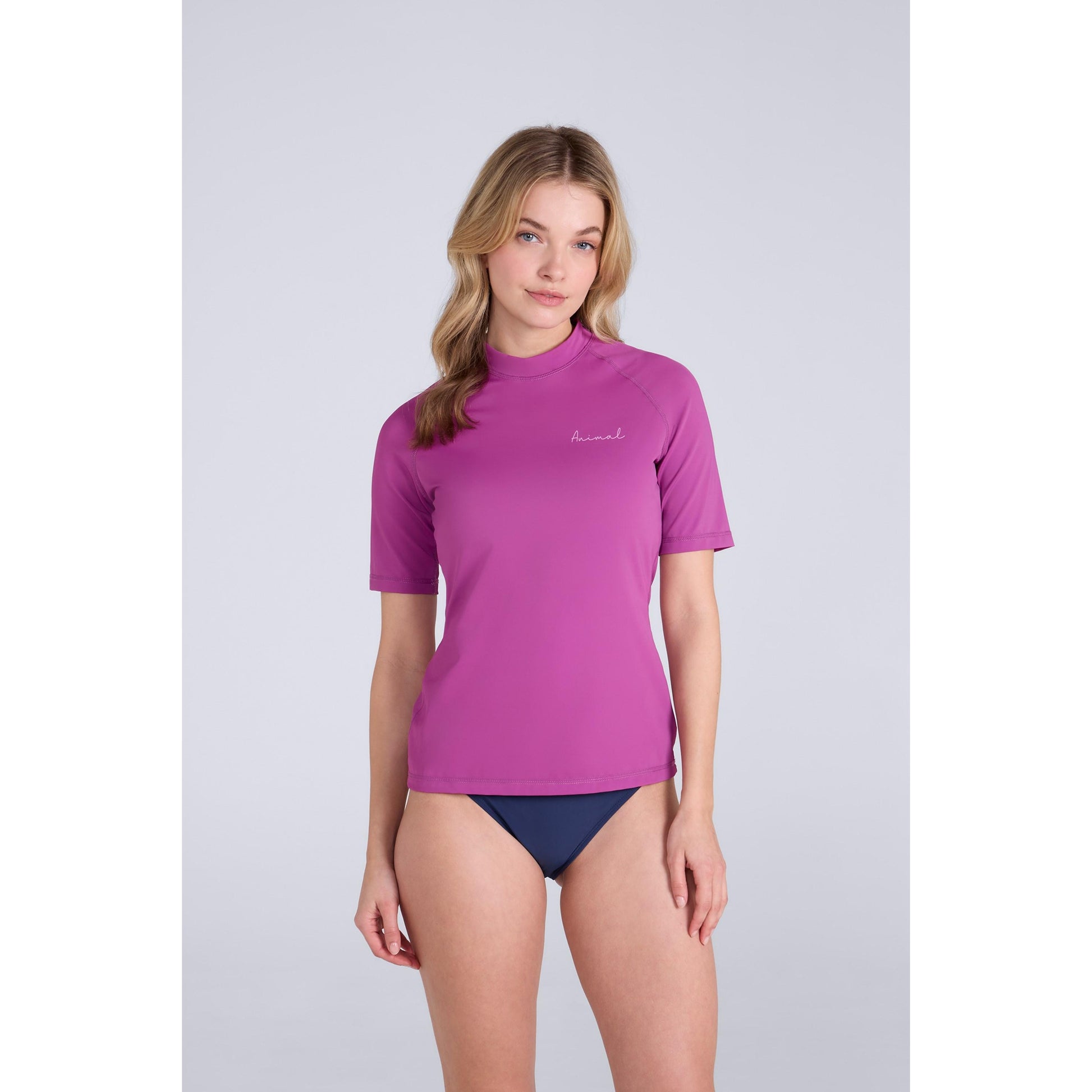 Purple - Front - Animal Womens-Ladies Daisy Logo Recycled Rash Guard