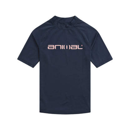 Navy - Front - Animal Womens-Ladies Daisy Logo Recycled Rash Guard