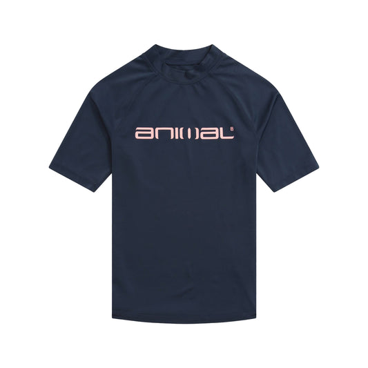 Navy - Front - Animal Womens-Ladies Daisy Logo Recycled Rash Guard