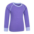 Purple - Back - Mountain Warehouse Childrens-Kids Merino II Contrast Round Neck Base Layer Top