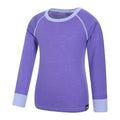 Purple - Side - Mountain Warehouse Childrens-Kids Merino II Contrast Round Neck Base Layer Top