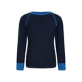Blue - Front - Mountain Warehouse Childrens-Kids Merino II Contrast Round Neck Base Layer Top