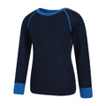 Blue - Side - Mountain Warehouse Childrens-Kids Merino II Contrast Round Neck Base Layer Top