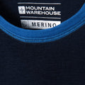 Blue - Lifestyle - Mountain Warehouse Childrens-Kids Merino II Contrast Round Neck Base Layer Top