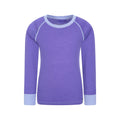 Purple - Front - Mountain Warehouse Childrens-Kids Merino II Contrast Round Neck Base Layer Top