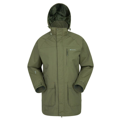 Khaki - Front - Mountain Warehouse Mens Glacier II Long Waterproof Jacket