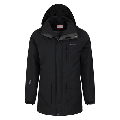 Black - Pack Shot - Mountain Warehouse Mens Glacier II Long Waterproof Jacket