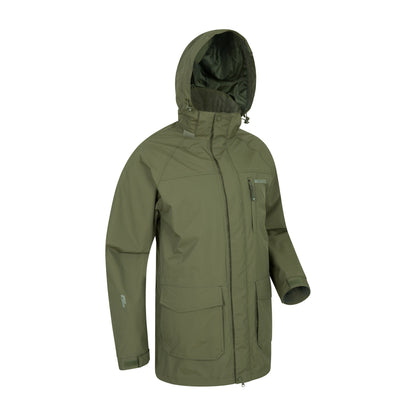 Khaki - Side - Mountain Warehouse Mens Glacier II Long Waterproof Jacket