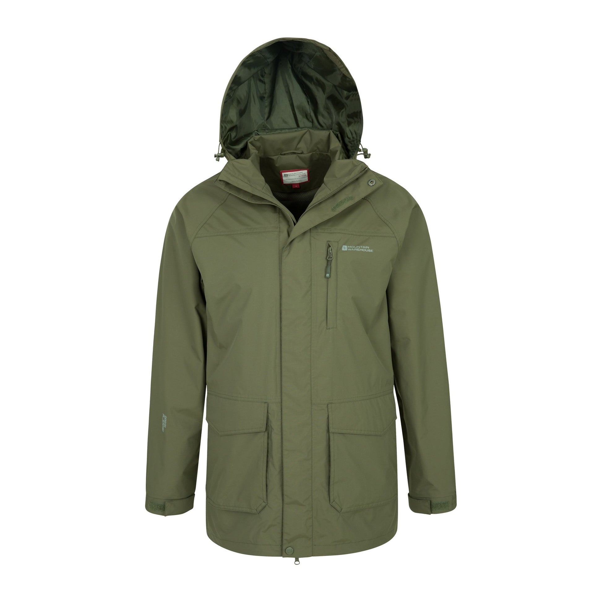 Khaki - Pack Shot - Mountain Warehouse Mens Glacier II Long Waterproof Jacket