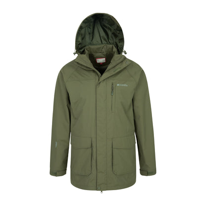 Khaki - Pack Shot - Mountain Warehouse Mens Glacier II Long Waterproof Jacket