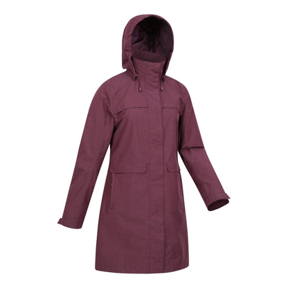 Burgundy - Side - Mountain Warehouse Womens-Ladies Cloudburst Textured Waterproof Jacket